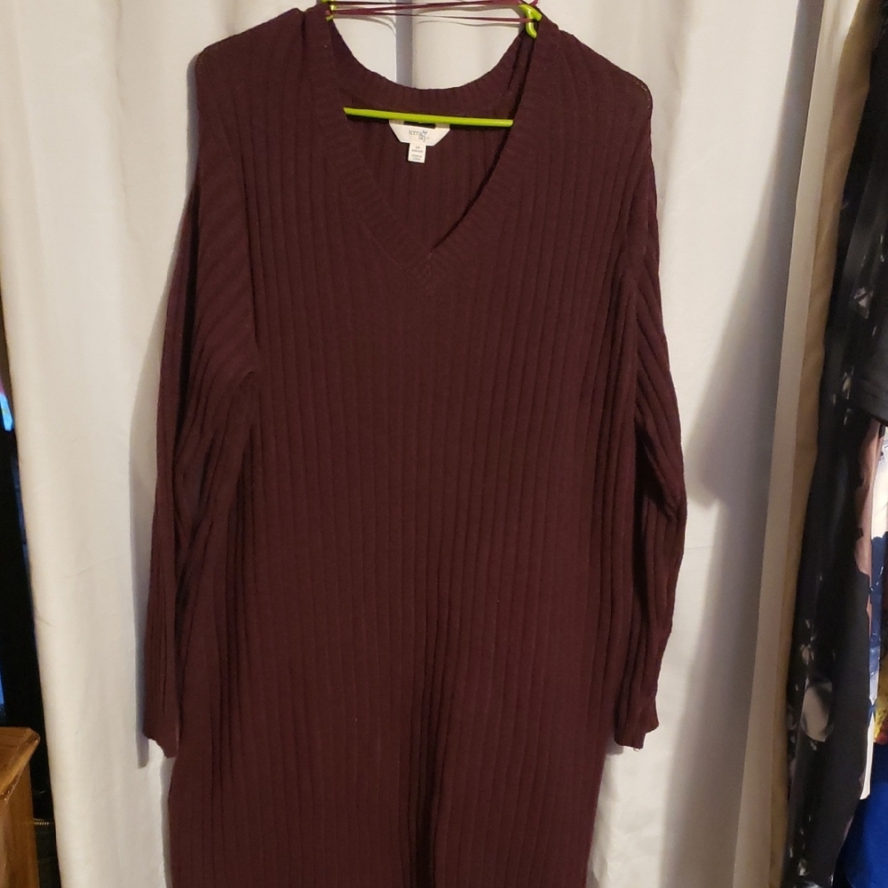 Terra & Sky Deep Burgundy Long Sleeve Dress